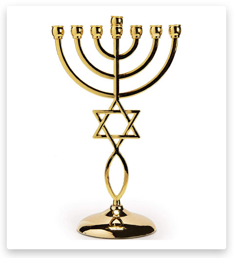 Ananadashop Gold Star David Candle Holder Menorah Hanukkah