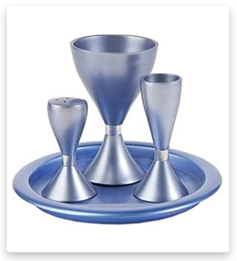 Yair Emanuel Blue Anodized Aluminum Havdalah Set