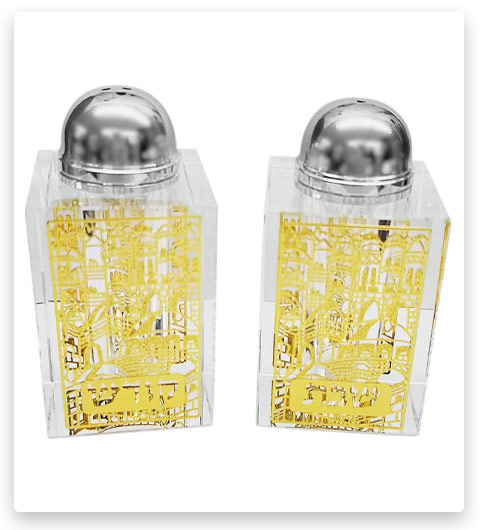 Judaica Place Crystal Salt and Pepper Shaker Set