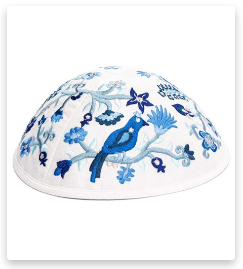 Aeiniweraabbcc Kippah Yarmulkes Blue Flowers and Birds