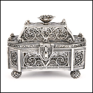 Antique Jewish Silver Filigree Etrog Box