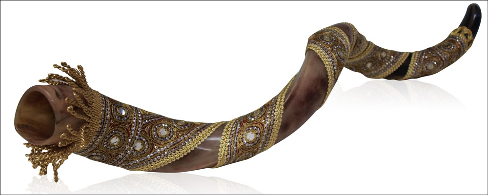 Kudu Shofar With Gold and Silver