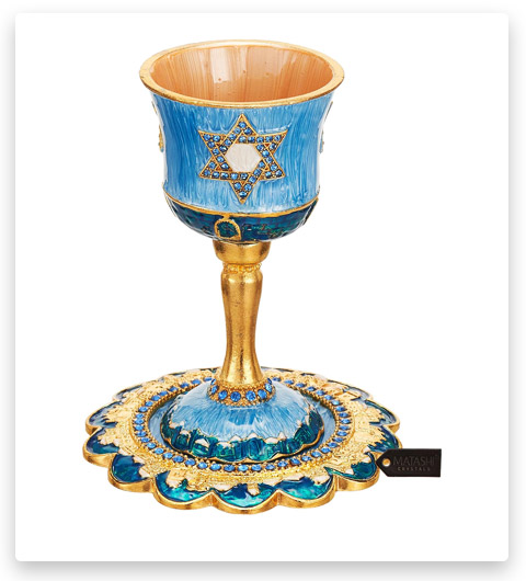 Matashi Hand-Painted Enamel Tall 5" Kiddush Cup Set