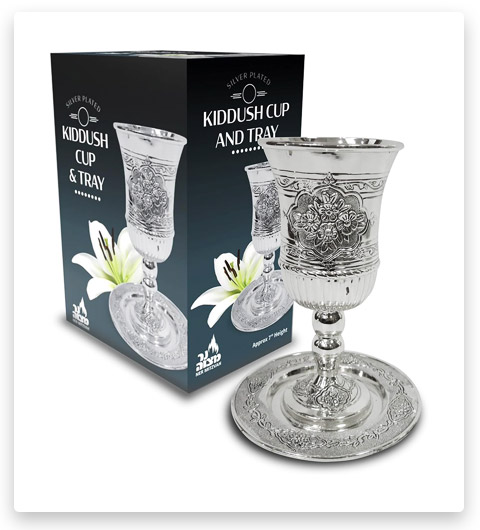 Ner Mitzvah Tall Kiddush Cup and Tray