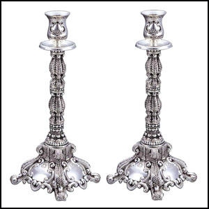 Shabbat Candlesticks Candle Holders Silver Plated
