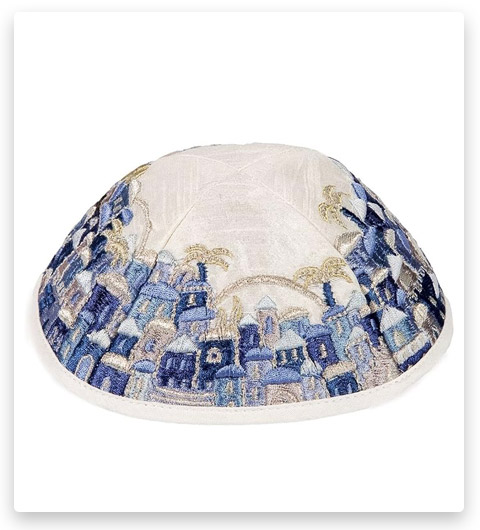 Yair Emanuel Embroidered Kippah Jerusalem Design