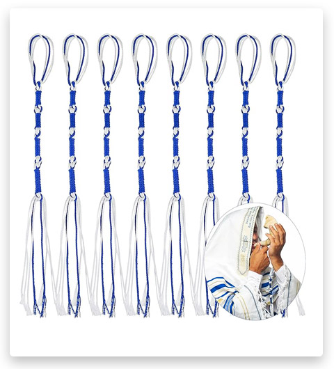 Boao Tzitzits White with Blue Thread Royal Blue Small Tassels