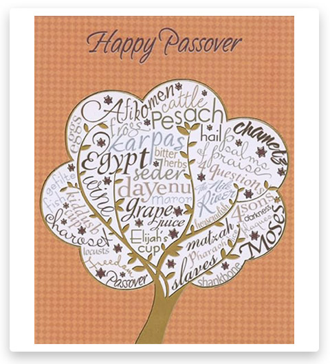 Designer Greetings Gold Foil Tree with Passover Words Passover Card
